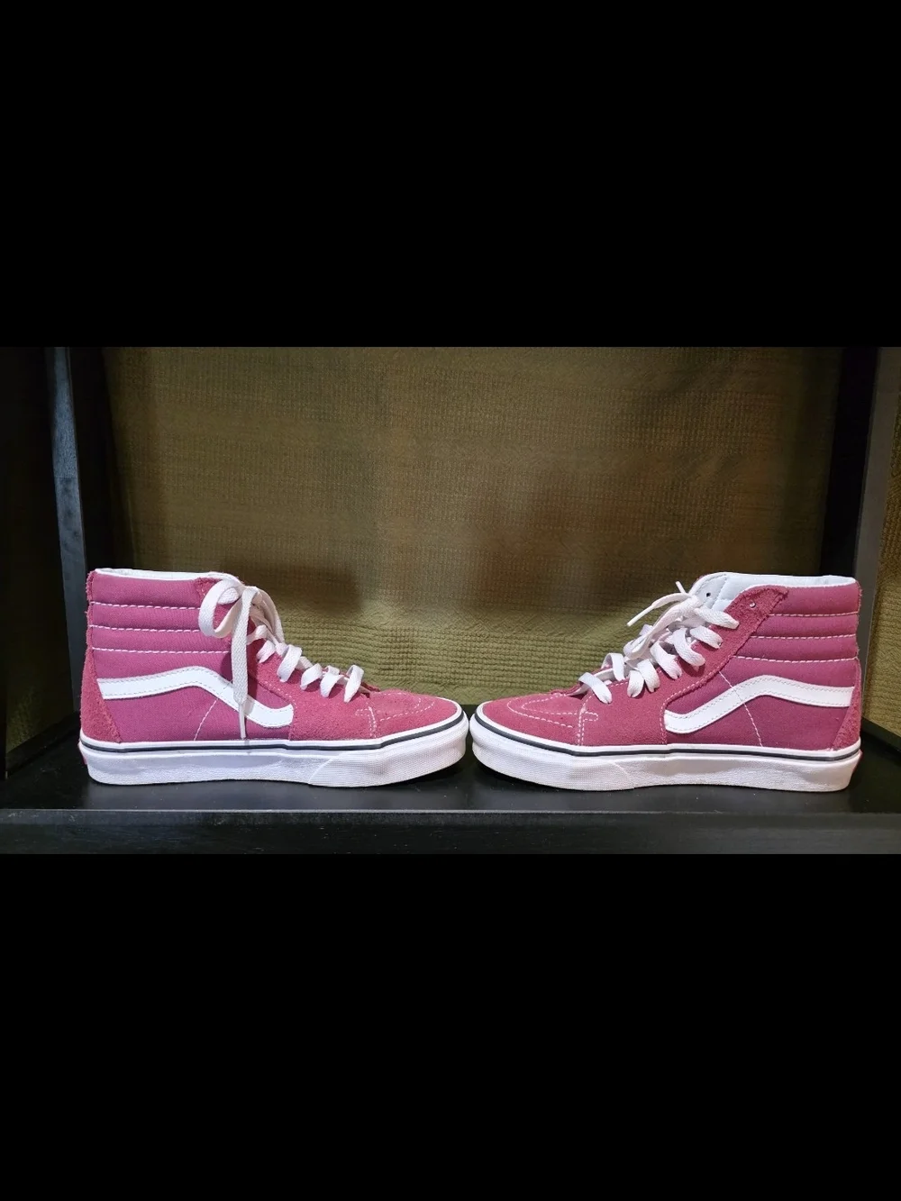 Vans Pink High-Top Skate Sneakers with White Stripe